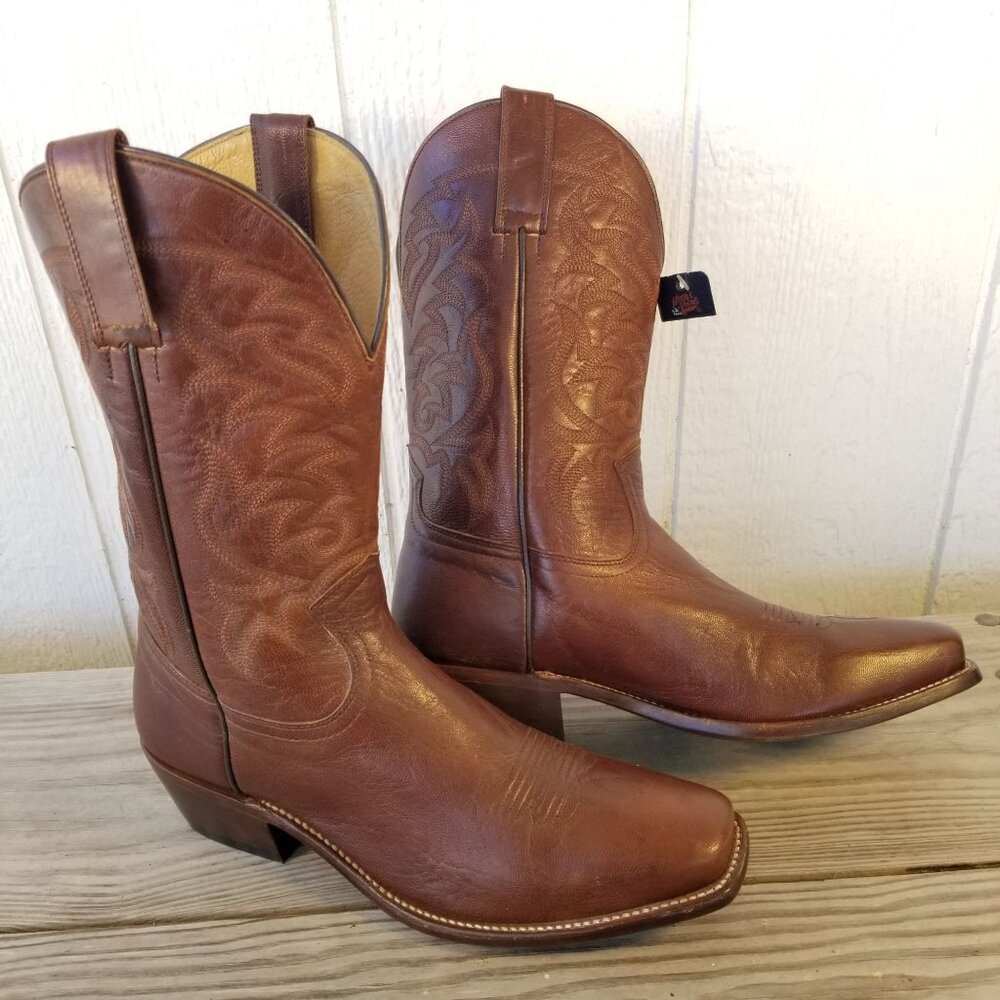 Moon Shine Spirit Mens Brown Leather Cowboy Western Boots 10.5 D BBM87 FLAW